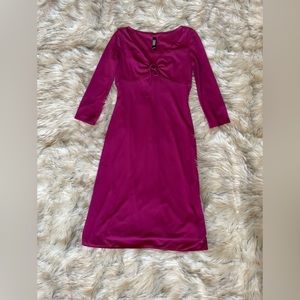 LAUNDRY magenta ring-cut midi dress with tie